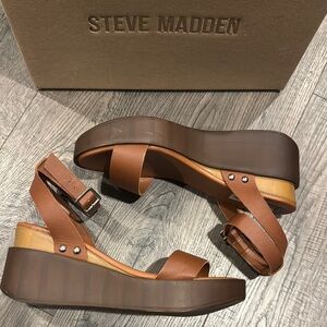 Steve Madden Brown Wedge Sandals with Ankle Strap